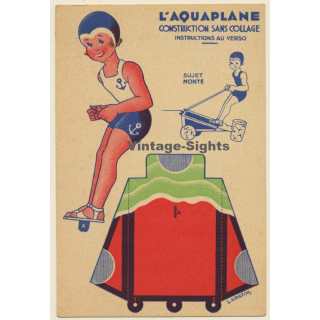 La Blédine - Le Blécao: L'Aquaplane / Gougeon - Pin-up (Vintage Adertisement PC 1930s/1940s)