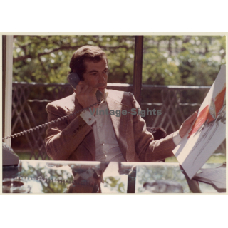 Roger Vadim On Telephone - La Jeune Fille Assassinée (Vintage Photo 1974)