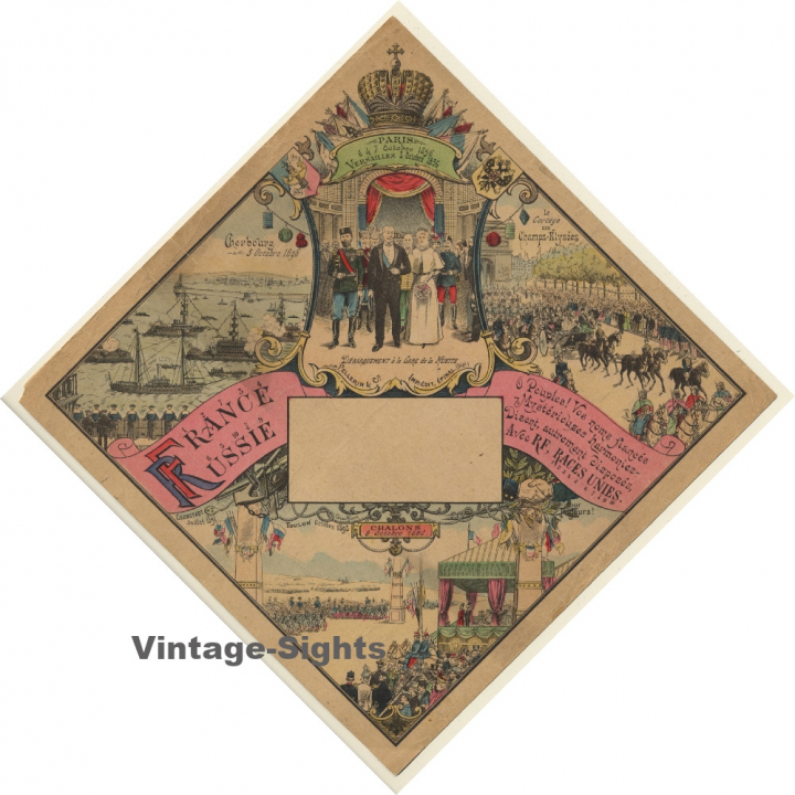 Le Tsar Nicolas II de Russie en visite en France 1896  (Rare Vintage Litho)