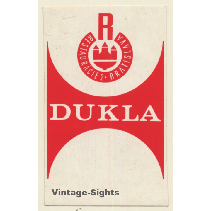 Bratislava / Slovakia: Hotel Dukla (Vintage Self Adhesive Luggage Label / Sticker)
