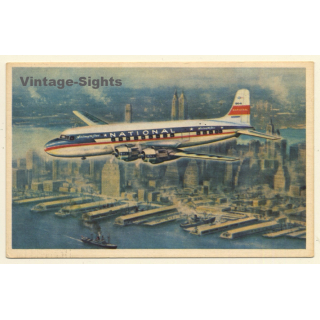 National Airlines: Red Carpet Service - New York / Aviation (Vintage PC ~1950s