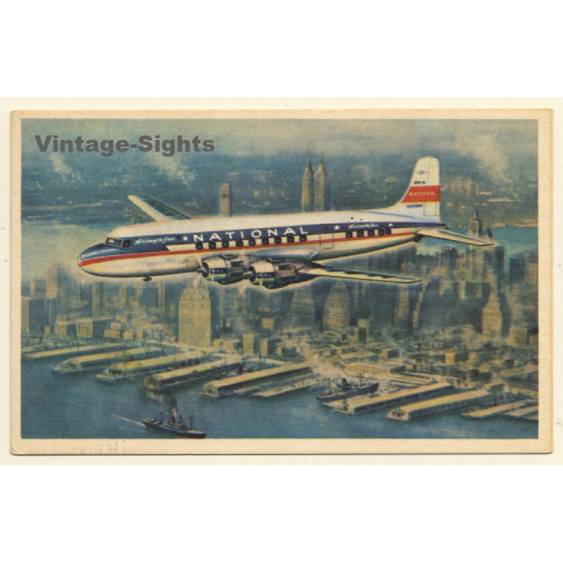 National Airlines: Red Carpet Service - New York / Aviation (Vintage PC ~1950s