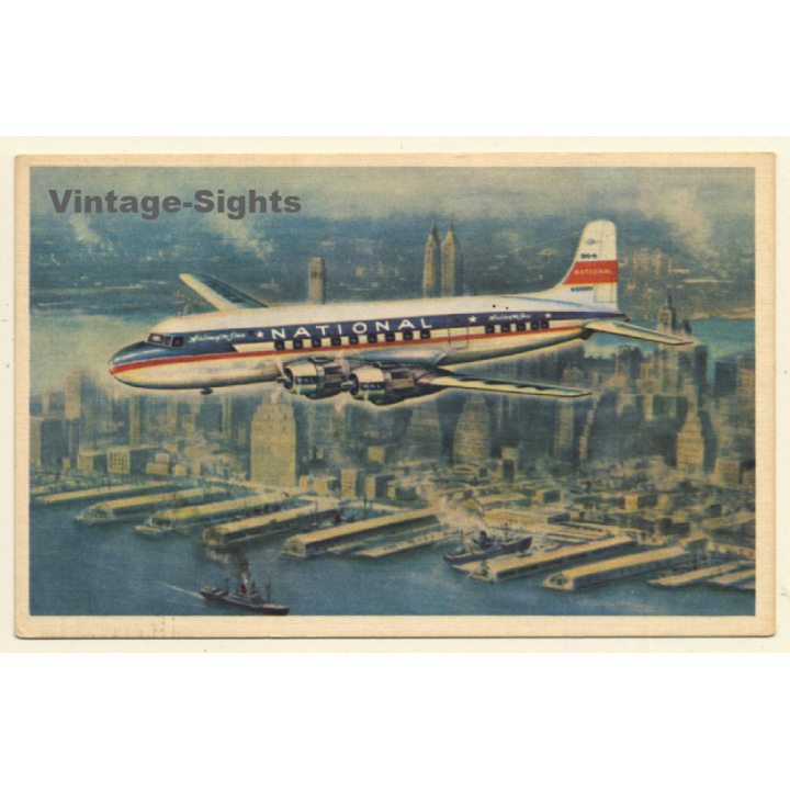 National Airlines: Red Carpet Service - New York / Aviation (Vintage PC ~1950s