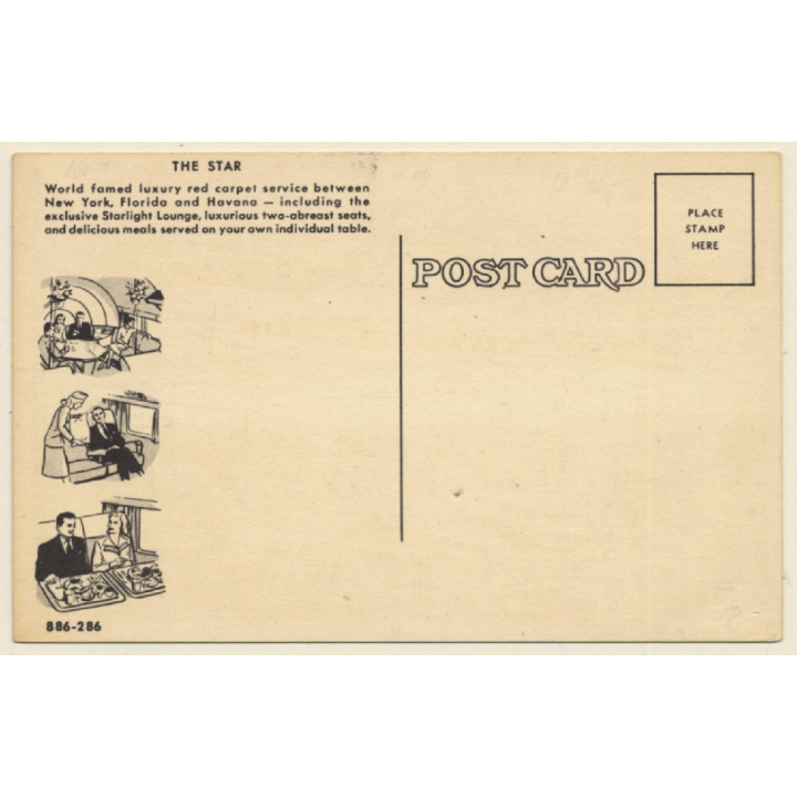 National Airlines: Red Carpet Service - New York / Aviation (Vintage PC ~1950s