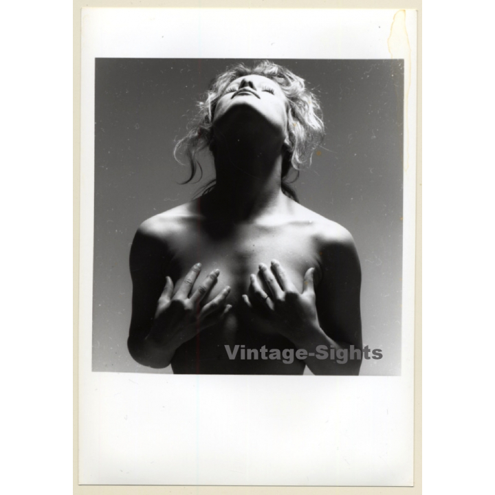 Blonde Nude Holding Boobs*2 / Artistic Take (Vintage Photo France ~1980s)