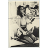 Seductive Busty 50s Pin-Up Eats Grapevine / Suspenders (Vintage Photo 2nd Gen.B/W ~1950s)