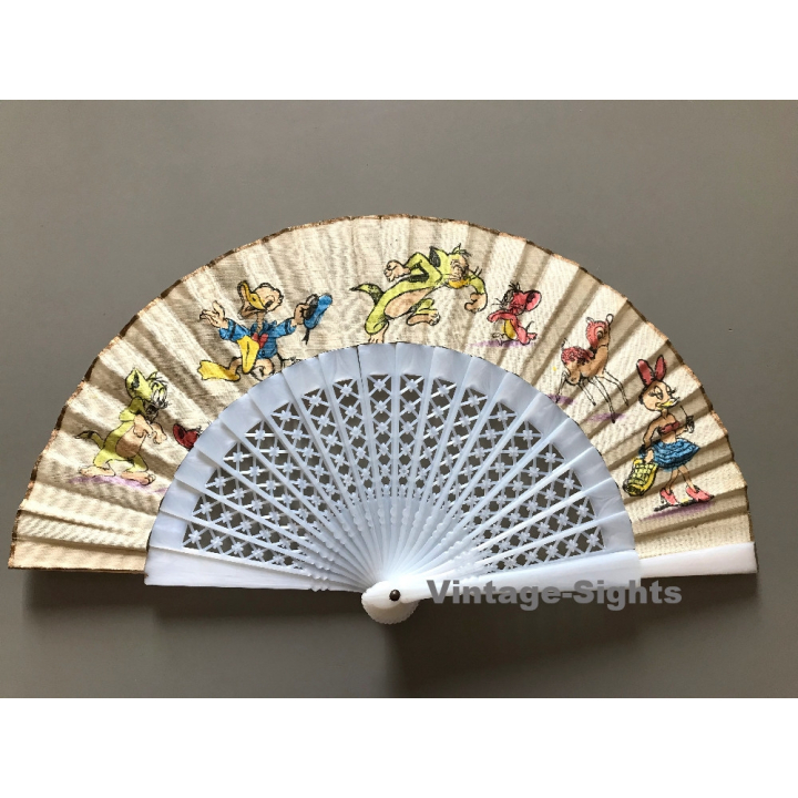Vintage Spanish Fan: Disney - Donald Duck - Tom & Jerry *2 (Spain ~1970s/1980s)