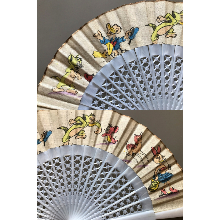 Vintage Spanish Fan: Disney - Donald Duck - Tom & Jerry *2 (Spain ~1970s/1980s)
