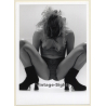 Artistic Nude Study: Semi Nude In The Squats / Boobs (Vintage Photo France B/W ~1980s)
