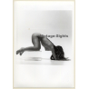 Artistic Nude Study: Longhaired Blonde On Plexiglass Table*4 (Vintage Photo France B/W ~1980s)