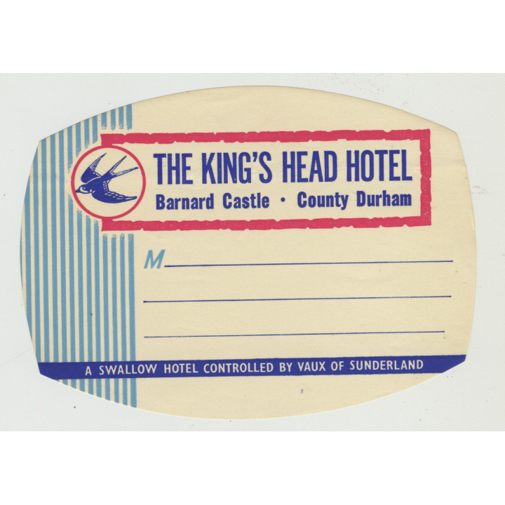 The King's Head Hotel - Barnard Castle - Durham / U.K. (Vintage Luggage Label)