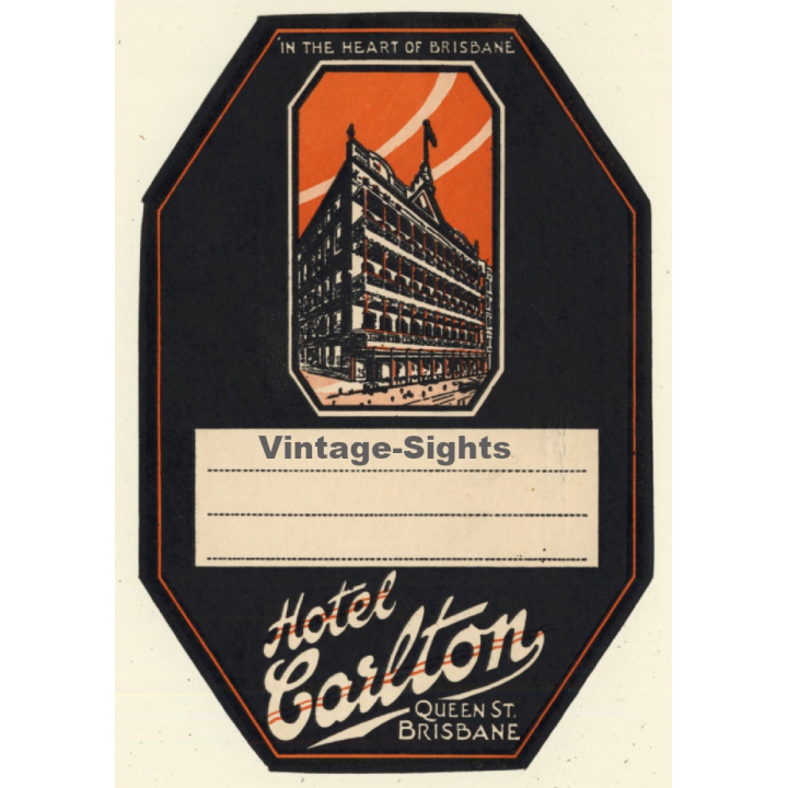 Brisbane / Australia: Hotel Carlton (Vintage Luggage Label)