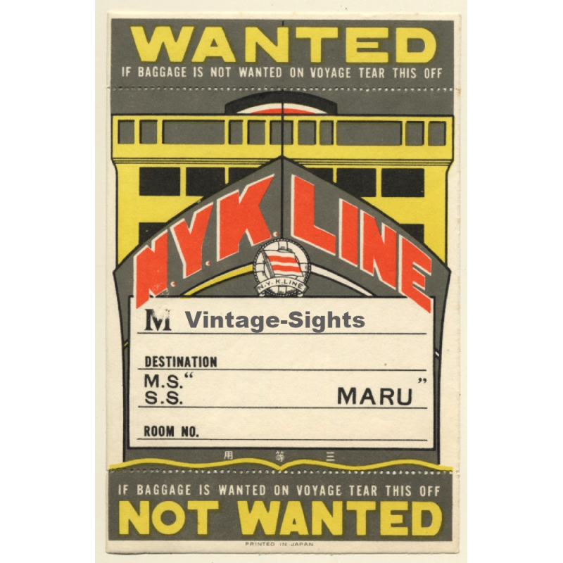 N.Y.K. Line: M.S. Maru - Nippon Yusen Kaisha (Vintage Shipping Line Label)
