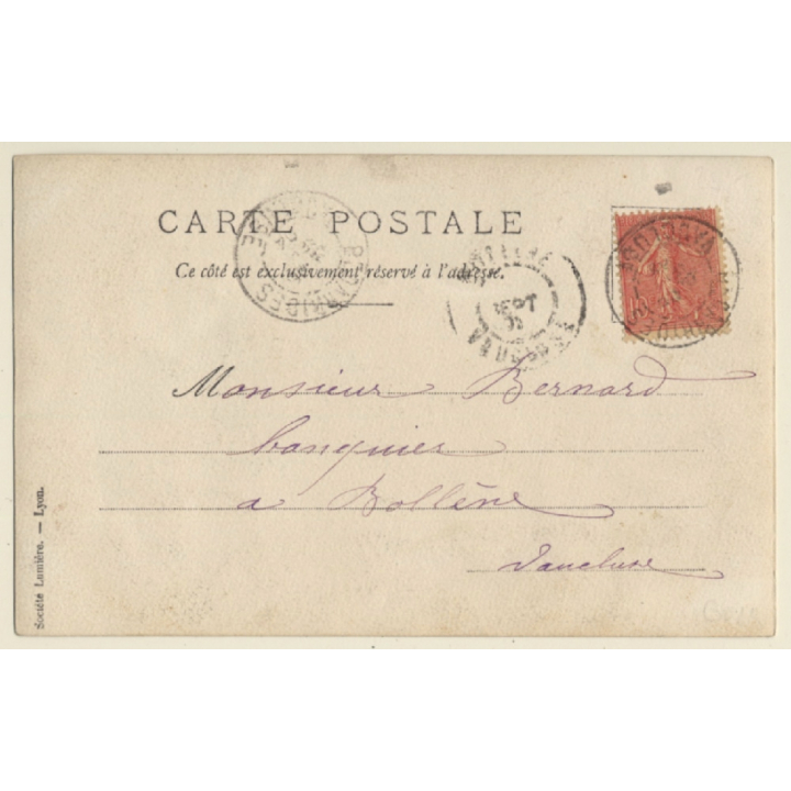 Little Boy On Horse Carriage With Double Team (Vintage RPPC ~1900s)