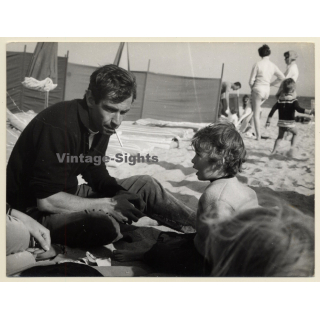 Roger Vadim & His Son Vania On Beach (Vintage Press Photo ~1976)