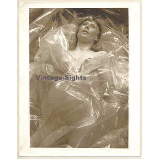 Jerri Bram (1942): Artistic Take Of Pregnant Nude Covered By Plastic Foil (Vintage Photo ~1970s)
