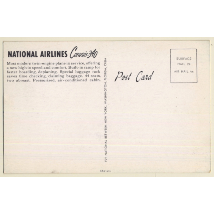 National Airlines: Convair 340 / Aviation (Vintage PC ~1950s)