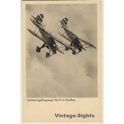 WW2: Heinkel Jagdflugzeuge He 51 Im Sturzflug / Aviation (Vintage RPPC ~1930s/1940s)