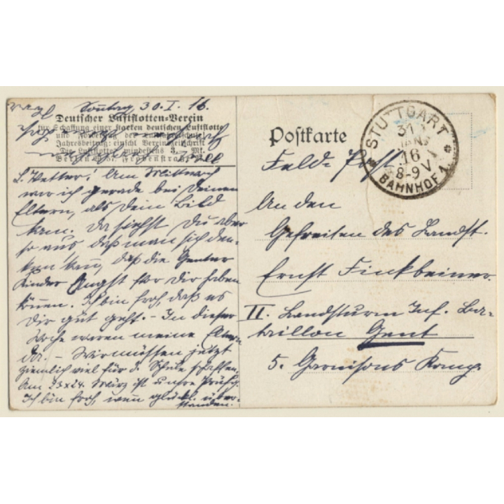 WW1: Fliegergrüße - German Pilot Throwing Bomb (Vintage PC 1916)