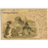W.N.B. 12: Little Girl Plays With Cat (Vintage Artist PC 1901)