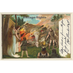 Feuerbestattung - Germanenzeit / Cremation (Vintage PC ~1900s)