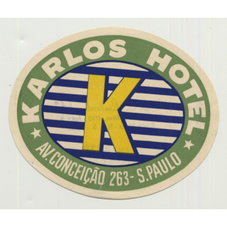 Karlos Hotel - Sao Paulo / Brazil (Vintage Luggage Label)
