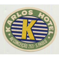 Karlos Hotel - Sao Paulo / Brazil (Vintage Luggage Label)