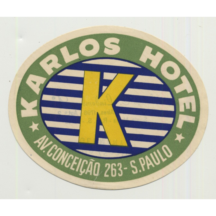 Karlos Hotel - Sao Paulo / Brazil (Vintage Luggage Label)