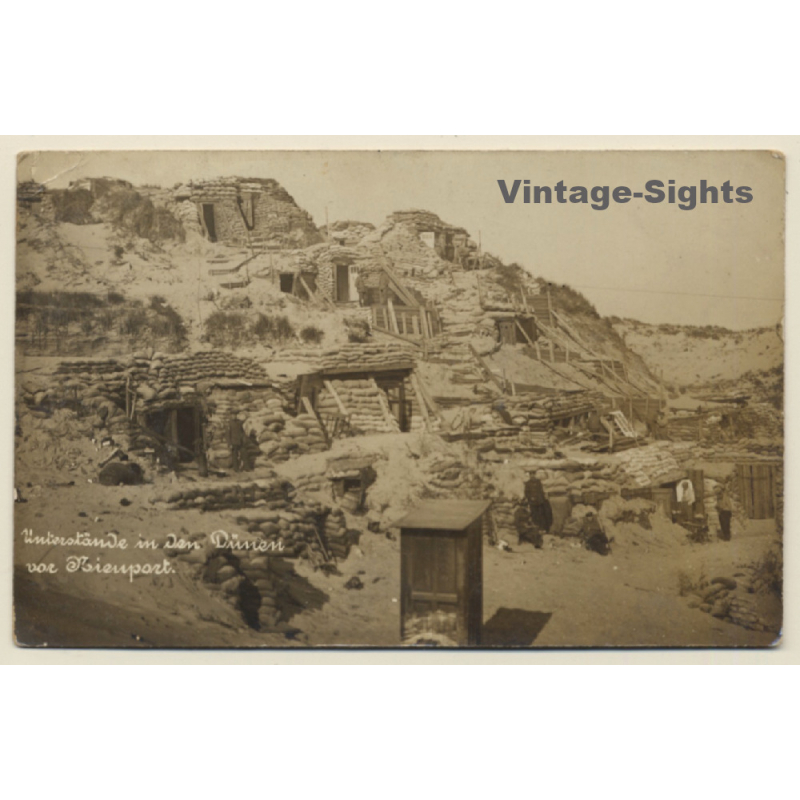Nienport - Nieuwpoort: Military Shelters In The Dunes WW1 (Vintage RPPC 1910s)