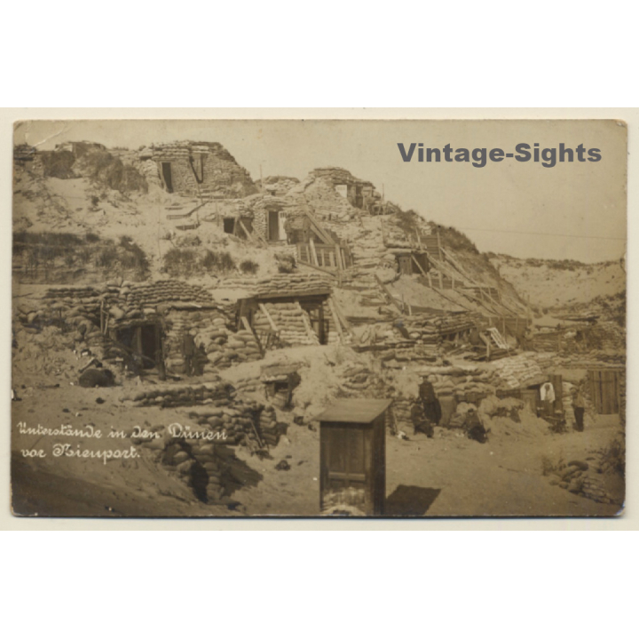 Nienport - Nieuwpoort: Military Shelters In The Dunes WW1 (Vintage RPPC 1910s)