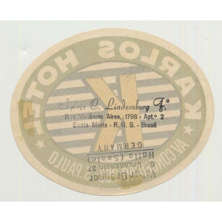 Karlos Hotel - Sao Paulo / Brazil (Vintage Luggage Label)