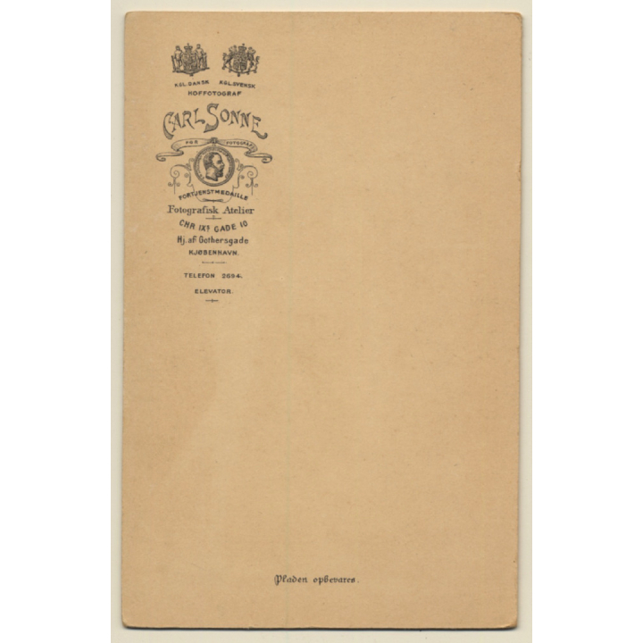 Carl Sonne / Copenhagen: Soldier In Uniform / Saber (Vintage Cabinet Card 1890s)