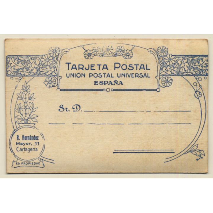 R. Hernández: Portrait Of Spanish Soldier With Poncho (Vintage RPPC ~1910s)