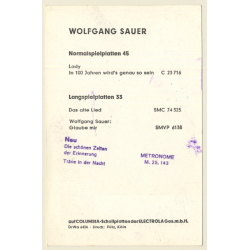 Wolfgang Sauer Autogramm / EMI Columbia (Vintage Signed PC ~1960s)