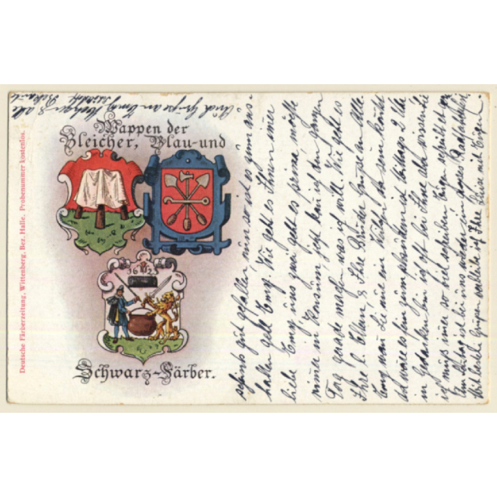 Wappen Der Bleicher, Blau Und Schwarz Färber (Vintage PC 1929)