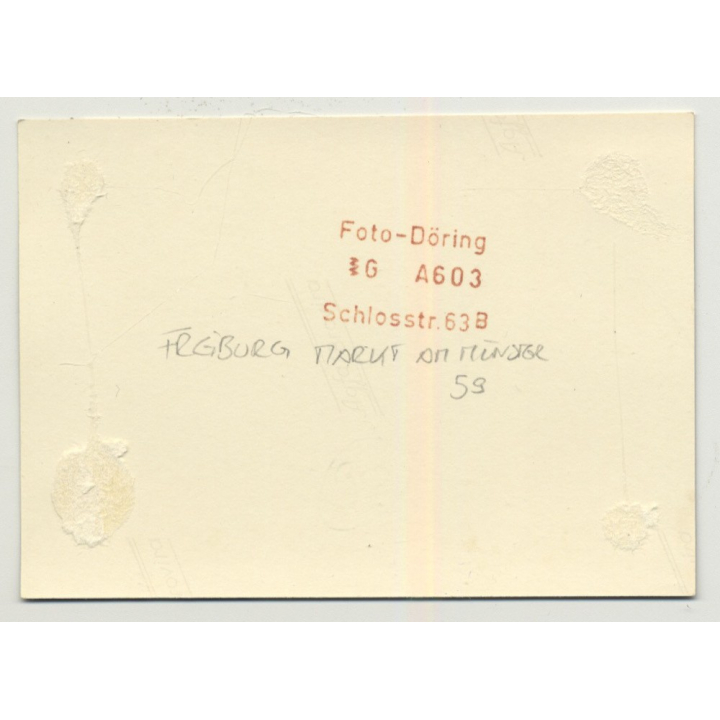 79098 Freiburg: Partial View Over Münstermarkt (Vintage Photo B/W 1958)