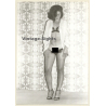 Cheeky Semi Nude Pulls Down Panties / Curtains (Vintage Photo GDR 1980s)