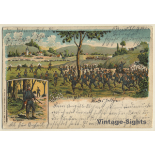 Gruss Aus Dem Manöver / Vorposten (Vintage Litho PC 1901)
