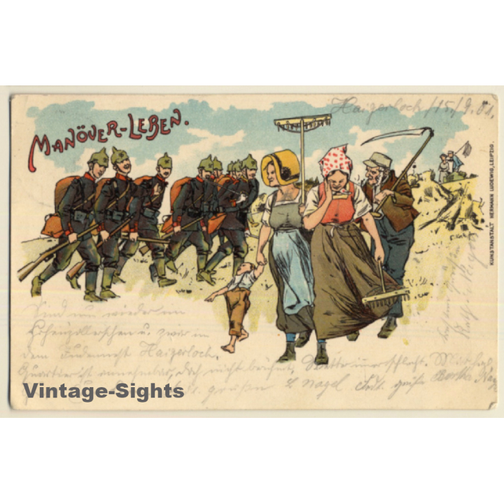 Manöver-Leben / Maneuver Live (Vintage Litho PC 1901)