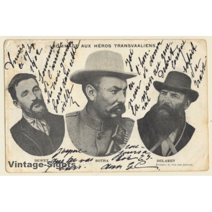 South Africa: Hommage Aux Heros Transvaaliens / Dewet - Botha - Delarey (Vintage PC 1902)