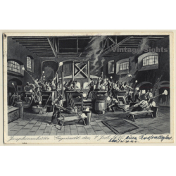 Schlesien: Kunstglasfabrik Josephinenhütte / Art Glass Factory (Vintage PC)