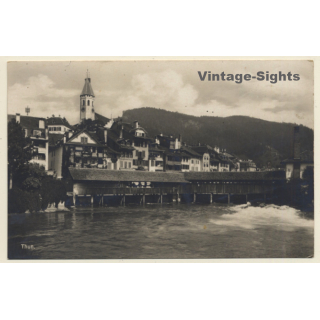 Thun / Switzerland: Wasserwehr - Water Weir (Vintage RPPC ~1920s)