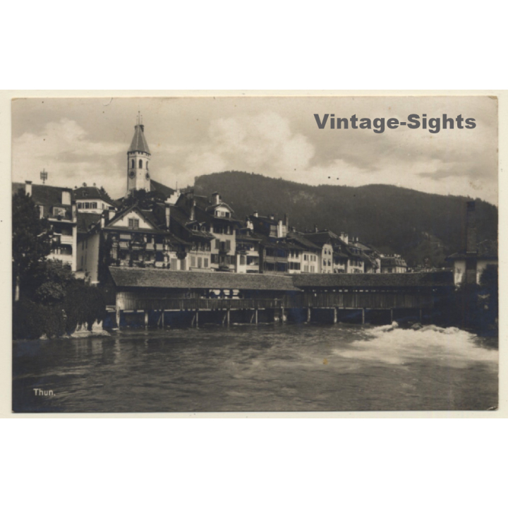 Thun / Switzerland: Wasserwehr - Water Weir (Vintage RPPC ~1920s)