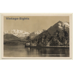 Thun / Switzerland: Thunersee Mit Niesen & Blümlisalp (Vintage RPPC ~1920s/1930s)