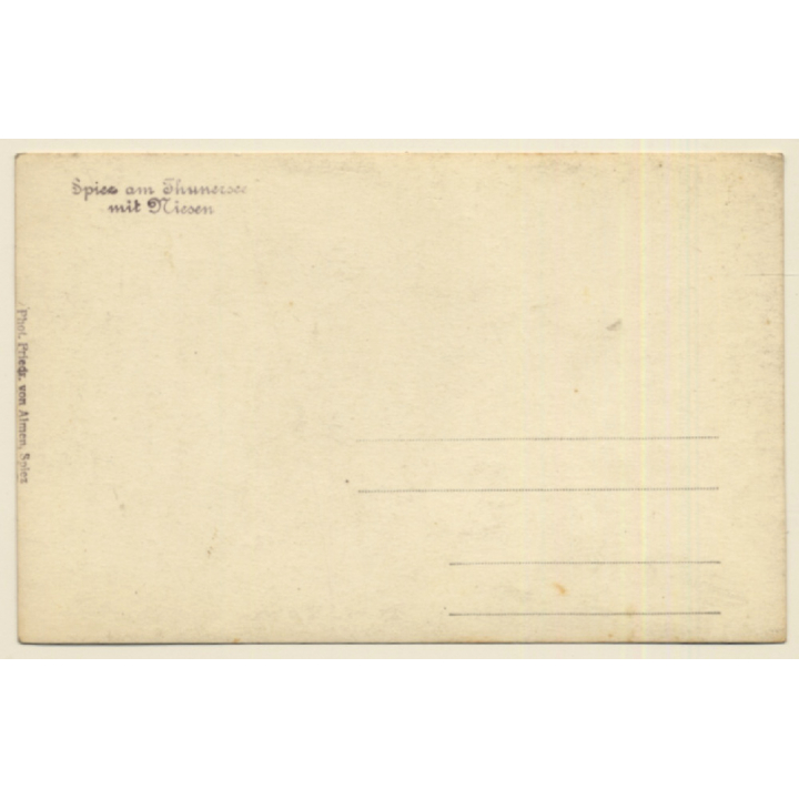 Switzerland: Spiez Am Thunersee Mit Niesen (Vintage RPPC ~1920s/1930s)