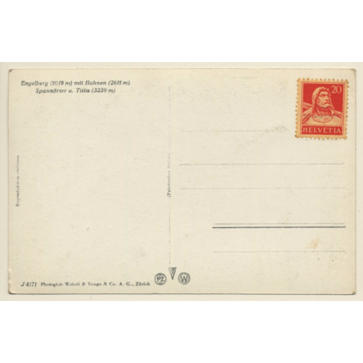Switzerland: Engelberg Mit Hahnen, Spannörter & Titlis (Vintage RPPC ~1950s)