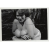 Busty Seductive Nude Woman Smiles At Camera / Big Boobs (Vintage Photo B/W ~1980s)