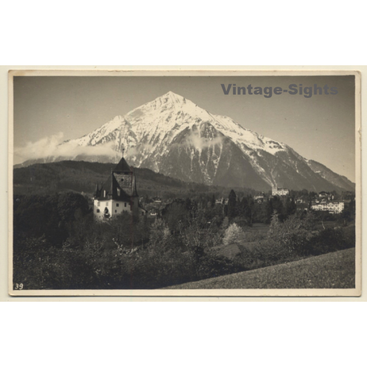 Switzerland: Spiez Am Thunersee Mit Niesen*2 (Vintage RPPC ~1920s/1930s)