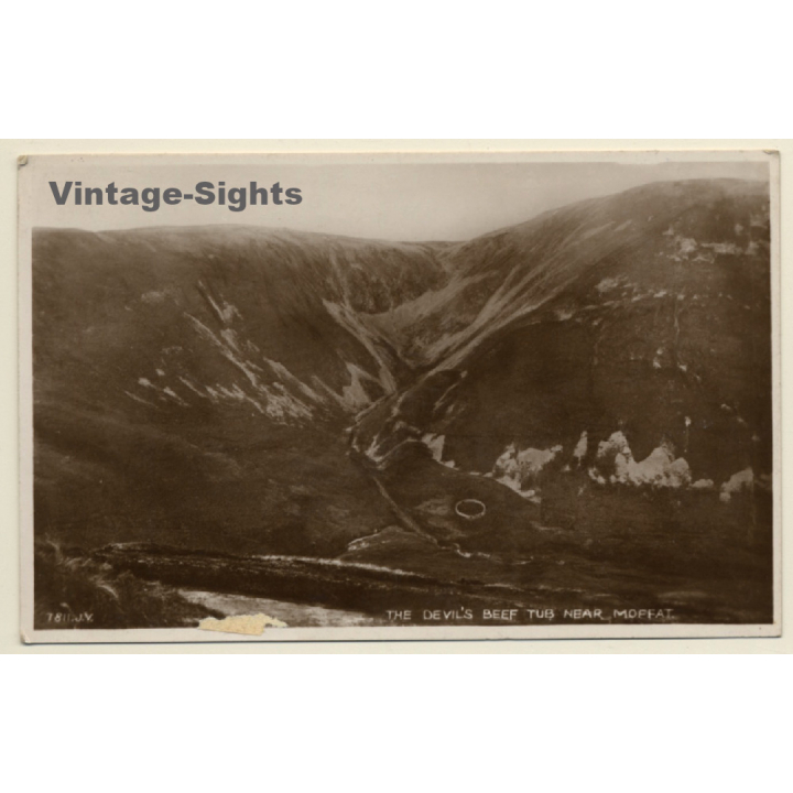 UK: Devil's Beef Tub Near Moffat / Scotland (Vintage RPPC ~1920s)