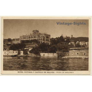 Palma De Mallorca / Baleares: Hotel Victoria Y Castillo Bellver (Vintage PC 1933)